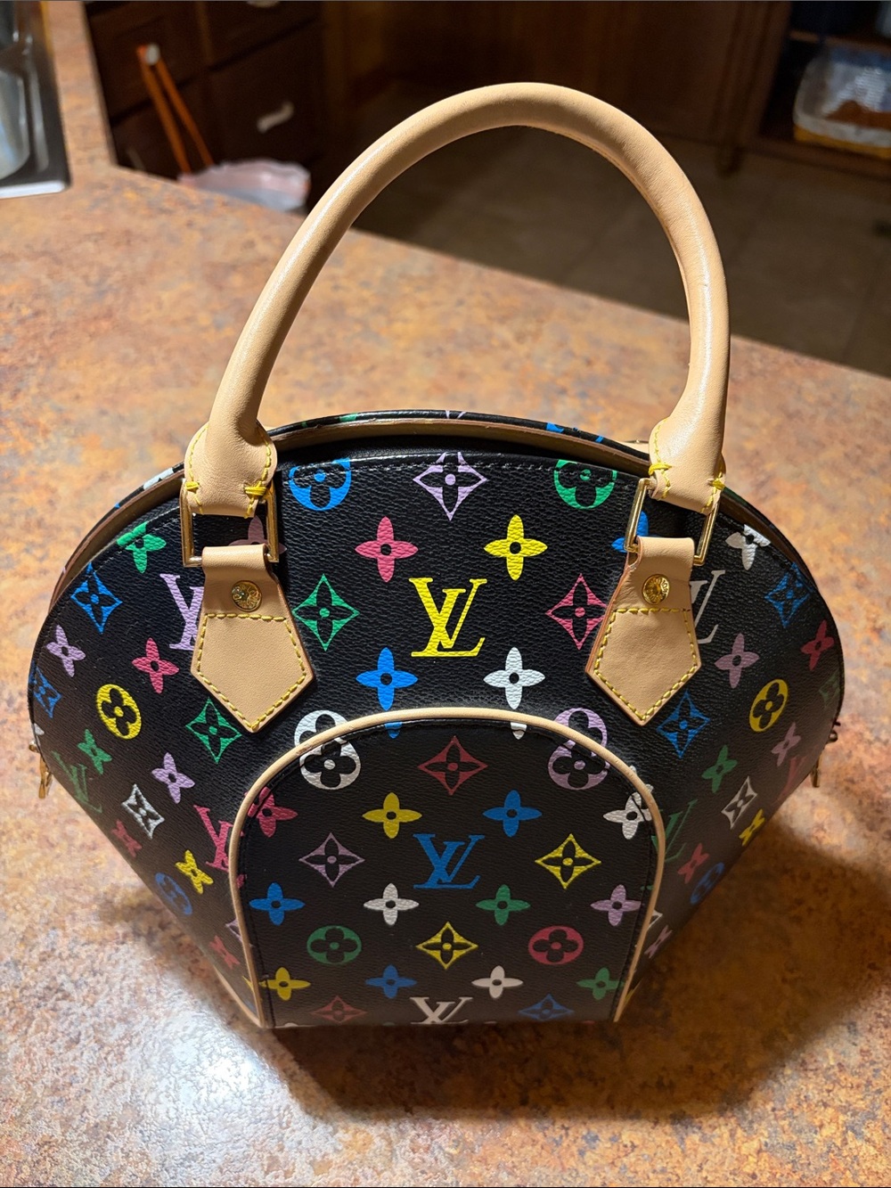 Designer not authentic LV Black Multicolor Alma BB Satchel